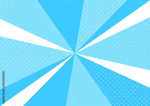放射とドットの背景　コミック風　水色