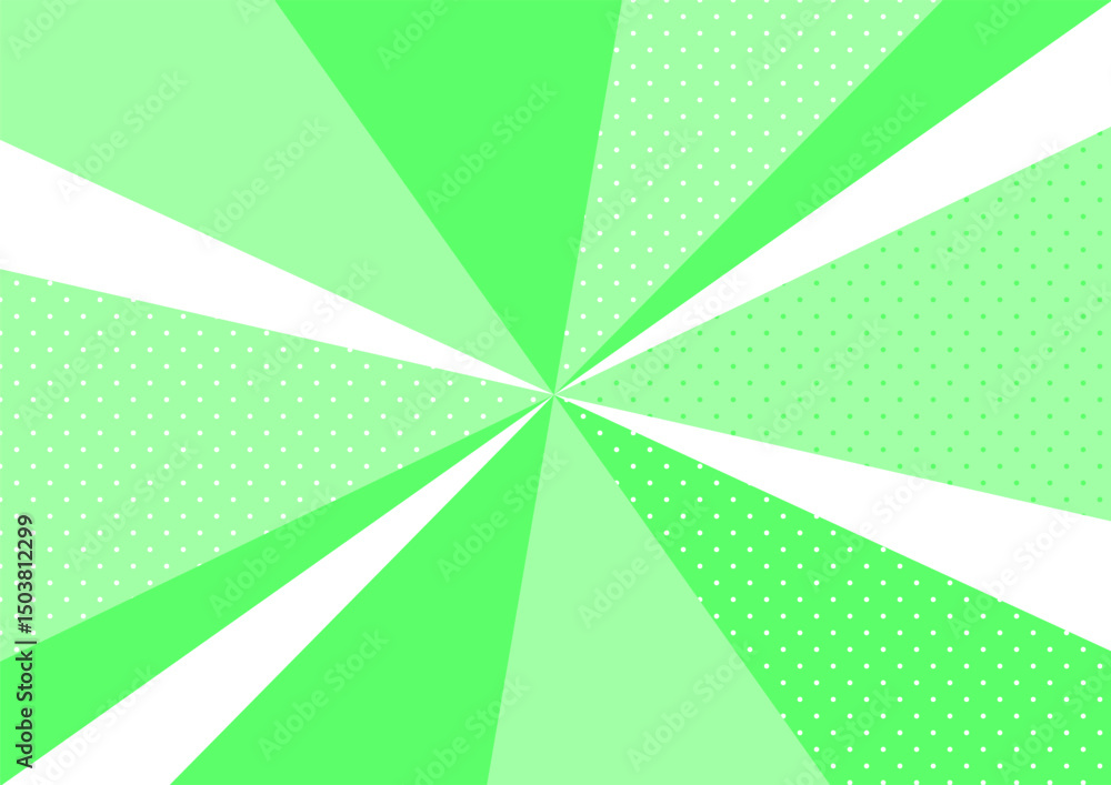 Obraz premium 放射とドットの背景 コミック風 緑