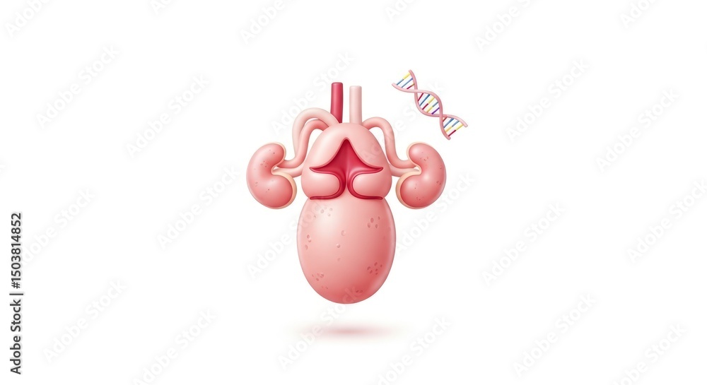 3D Illustration of Female Reproductive System with DNA 3D Illustration of Female Reproductive System with DNA