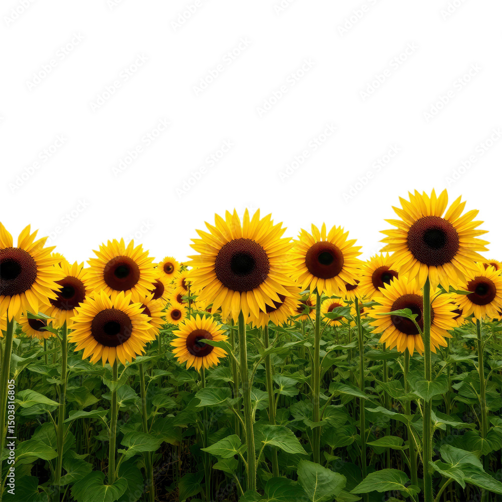 Fototapeta premium sunflowers in the field with transparent background PNG and JPEG image