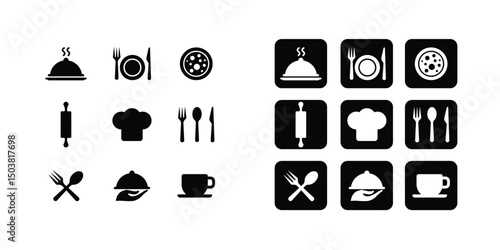 Restaurant Food icon set, sign and symbol Vector illustration.