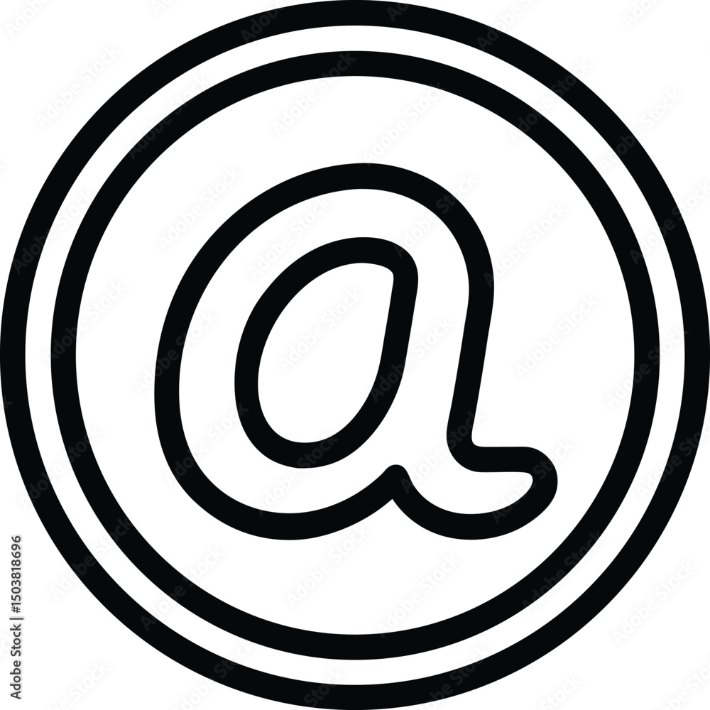 At Symbol Icon Outline Vector Illustration At Symbol Icon Outline Vector Illustration