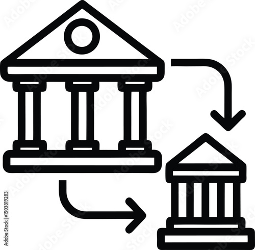 Bank Transfer Icon Outline Vector Illustration