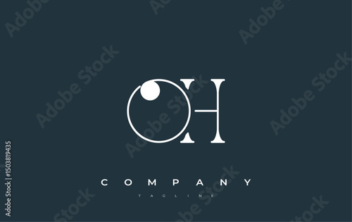 OH Typography Logo Design. Stylish monogram design depiction featuring the letters O and H combined in an artistic signature style, delivering a unique and creative visual representation.