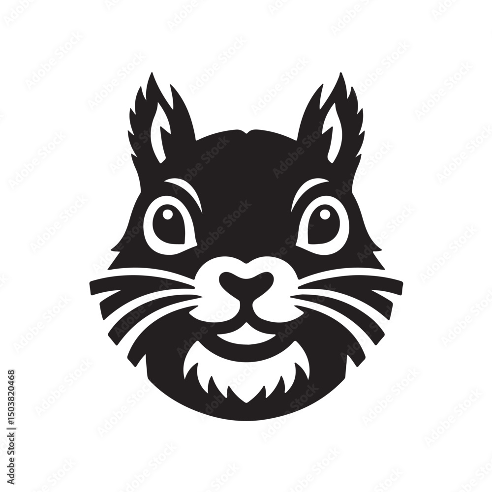 Fototapeta premium Squirrel silhouette black and white vector icon
