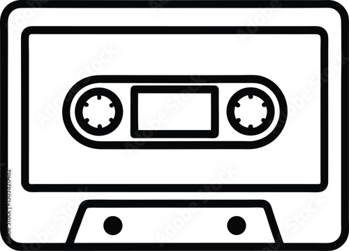 Cassette Tape Icon Outline Vector Illustration