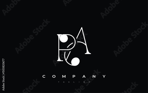 PA Typography Logo Design. Stylish monogram design depiction featuring the letters P and A combined in an artistic signature style, delivering a unique and creative visual representation.