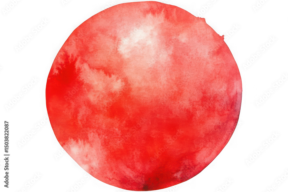 Fototapeta premium Red watercolor circle texture isolated on transparent background