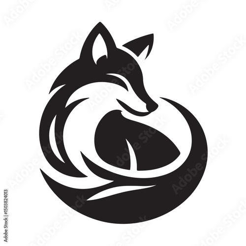 Fox silhouette black and white vector icon