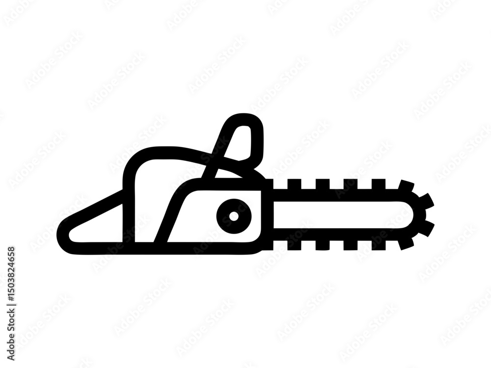 Chainsaw icon line art vector illustration isolated on transparent background Chainsaw icon line art vector illustration isolated on transparent background