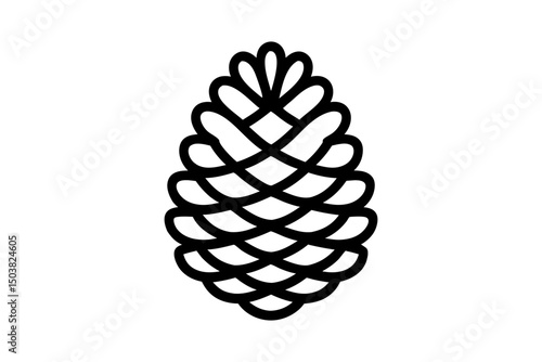Pine cone line art icon vector illustration isolated on transparent background