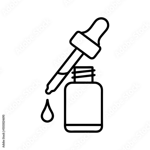 Essential oil dropper bottle icon vector illustration isolated on transparent background