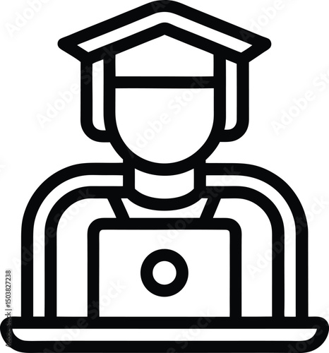 Remote Tutor Icon Outline Vector Illustration