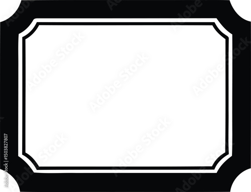 Elegant black and white label frame design with rounded corners blank space for text or design elements suitable for various applications