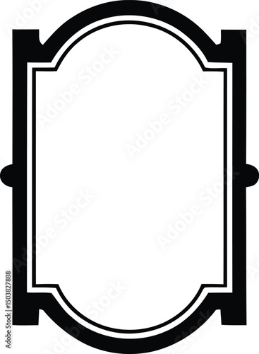 Elegant decorative frame design featuring arched top and bottom edges perfect for vintage labels invitations and decorative elements