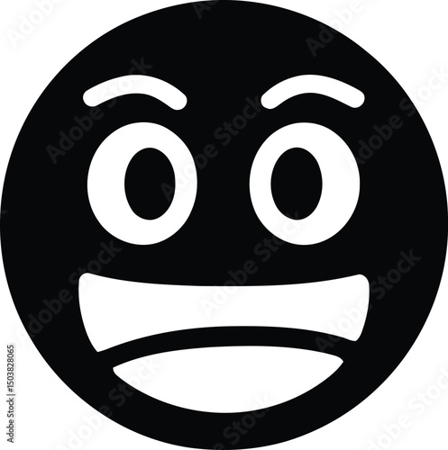 Simple black and white smiling face icon representing happiness and positive emotions suitable for various digital designs