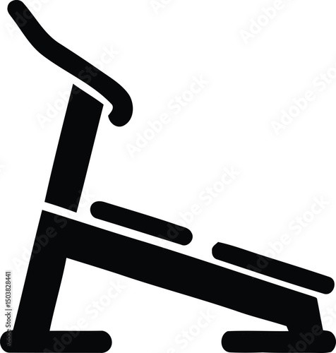 A simple and clean black and white vector illustration of a fitness elliptical machine perfect for use in wellness and healthy lifestyle related designs.