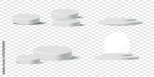Podium set white color. Vector illustration