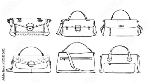 Compact female leather bag with handles