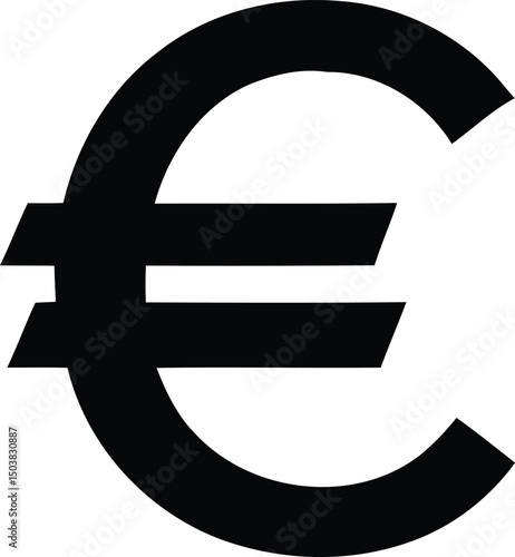 Simple graphic representation of the euro currency symbol isolated on a white background suitable for financial and economic related concepts