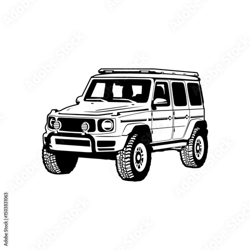 suv car vehicle black and white silhouette