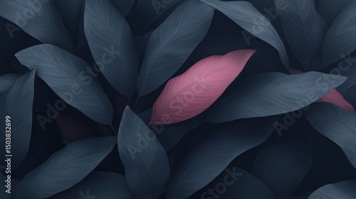 Wallpaper Mural Geometric Autumn Background with Dusty Rose and Teal Leaves Torontodigital.ca