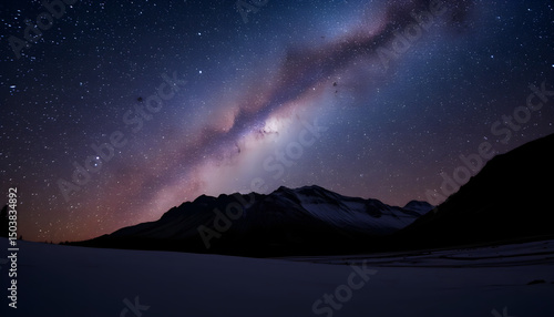 Night sky milky way stars over mountain range wallpaper background image for desktop and mobile phone 4k