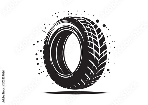 Tire Icon, Tire Silhouette of Black Vector