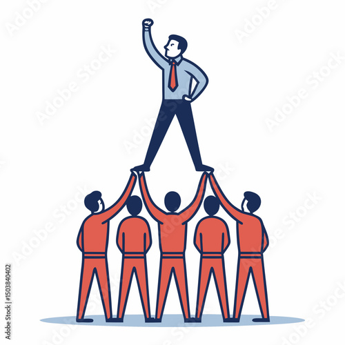 Design a bold vector graphic illustrating the concept of servant leadership.  Emphasize strength and support. Include a single, symbolic element.