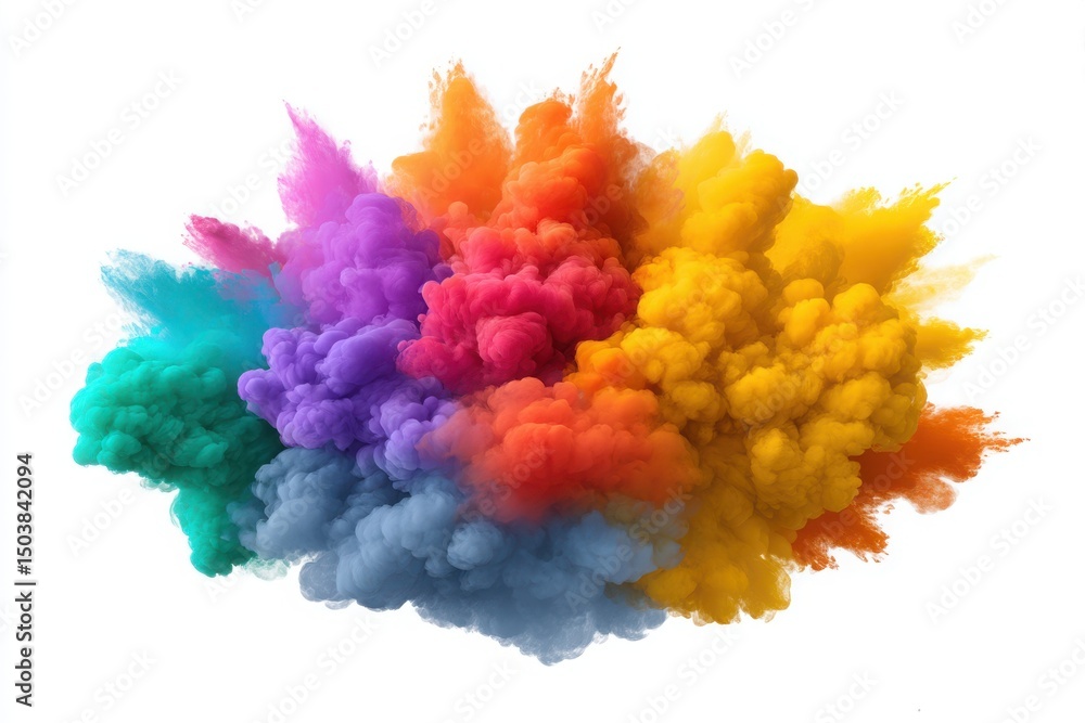 Fototapeta premium Colorful powder explosion effect on white background
