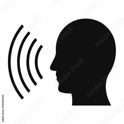 Voice recognition technology silhouette icon