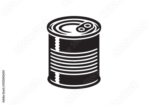 Lid of a Tin Can Silhouette of Black Vector, Can Icon