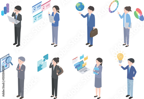 いろいろな職種のビジネスパーソンのイラストセット