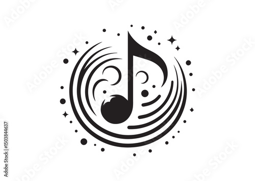 Musical Note Icon, Musical Note Silhouette Vector