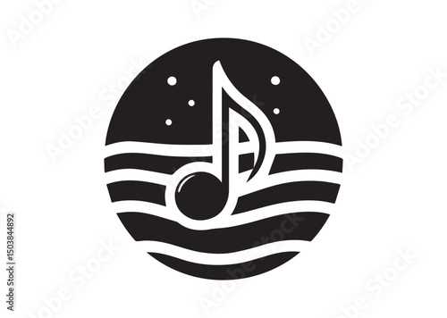 Musical Note Icon, Musical Note Silhouette Vector