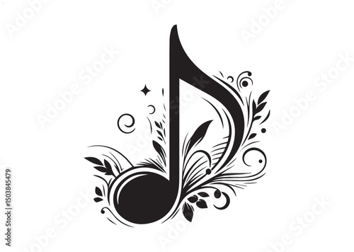 Musical Note Icon, Musical Note Silhouette Vector