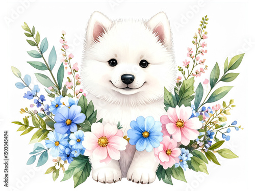 Cute animal watercolor illustrations_Dog