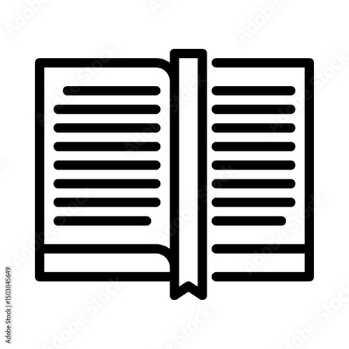 bookmark outline icon.  Open book black line illustration.