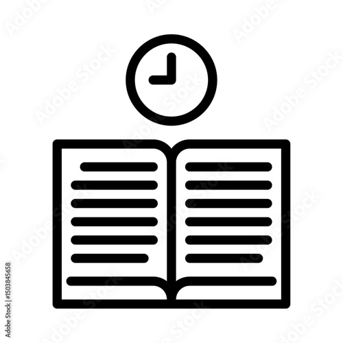 Reading time outline icon. book black line illustration.