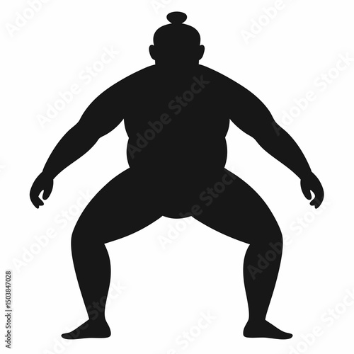 Sumo wrestler silhouette in fighting stance