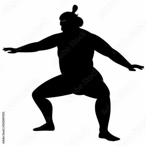 Sumo wrestler silhouette in a fighting stance
