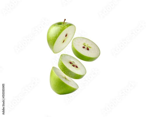 Wallpaper Mural Floating Green Apple Slices in Studio Style Composition Torontodigital.ca