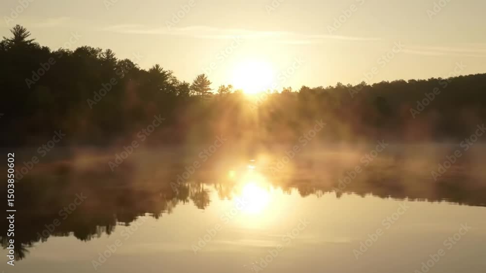 Misty Sunrise Over Calm Lake Serene Golden Hour Landscape Photography Misty Sunrise Over Calm Lake Serene Golden Hour Landscape Photography