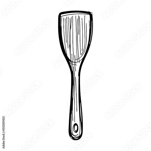 Wooden spatula sketch, for cooking blogs