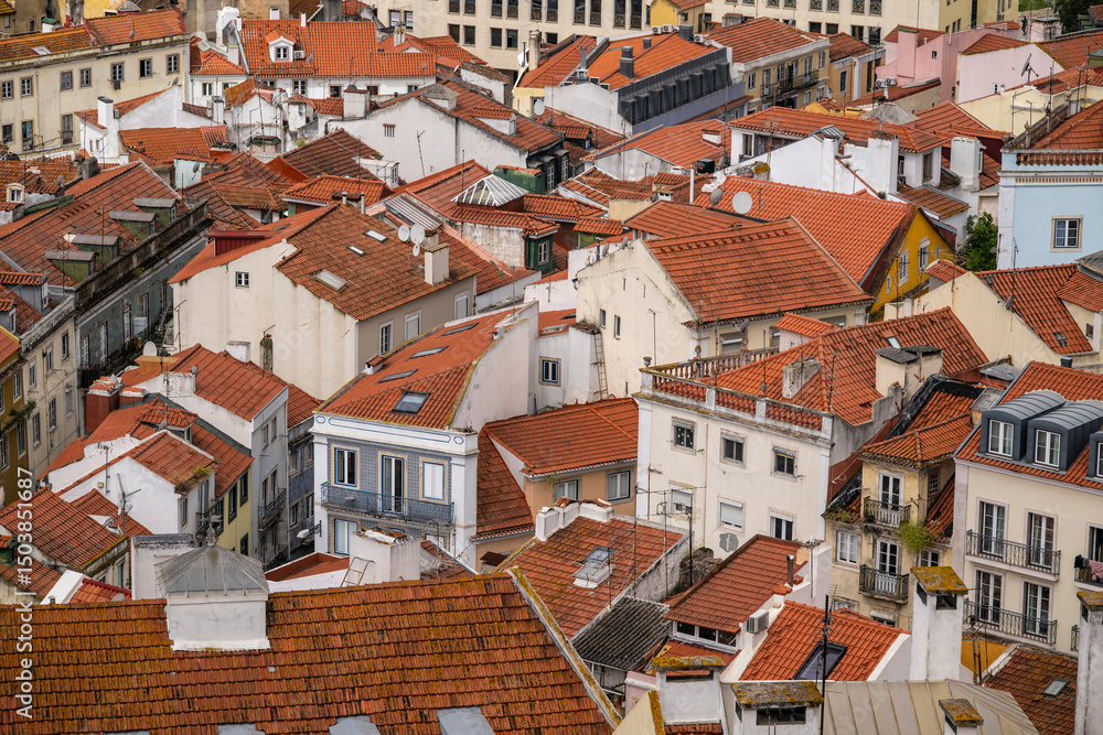 Beautiful view to old traditional buildings in downtown Lisbon Beautiful view to old traditional buildings in downtown Lisbon