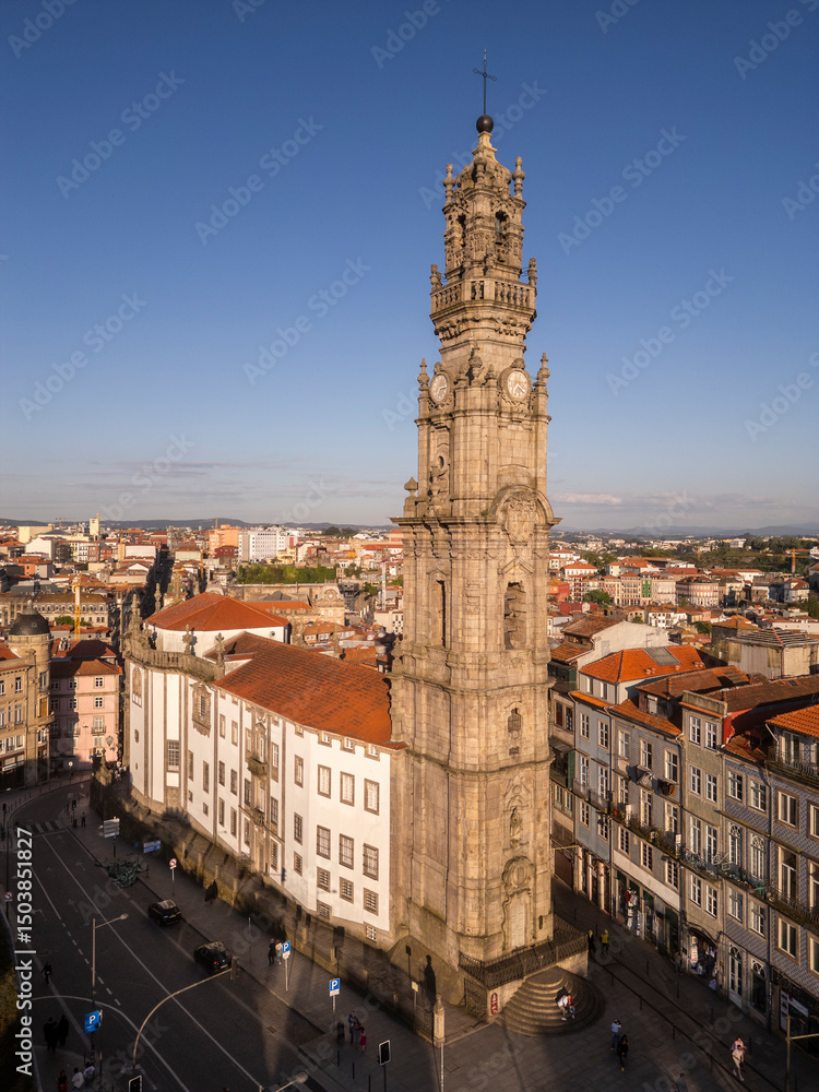 Obraz premium Beautiful aerial view to old historic Clerics Tower in downtown