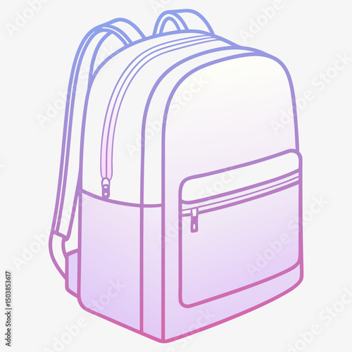 Gradient backpack in simple outline design with dual zipper pockets  