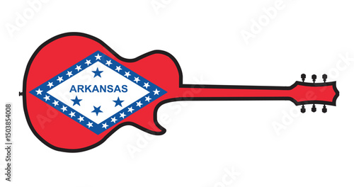 Guitar Outline With Arkansas State Flag