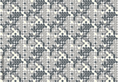 モダンな幾何学カモフラージュ風パターン背景｜幾何学模様 抽象柄 ベージュ グレー シームレス