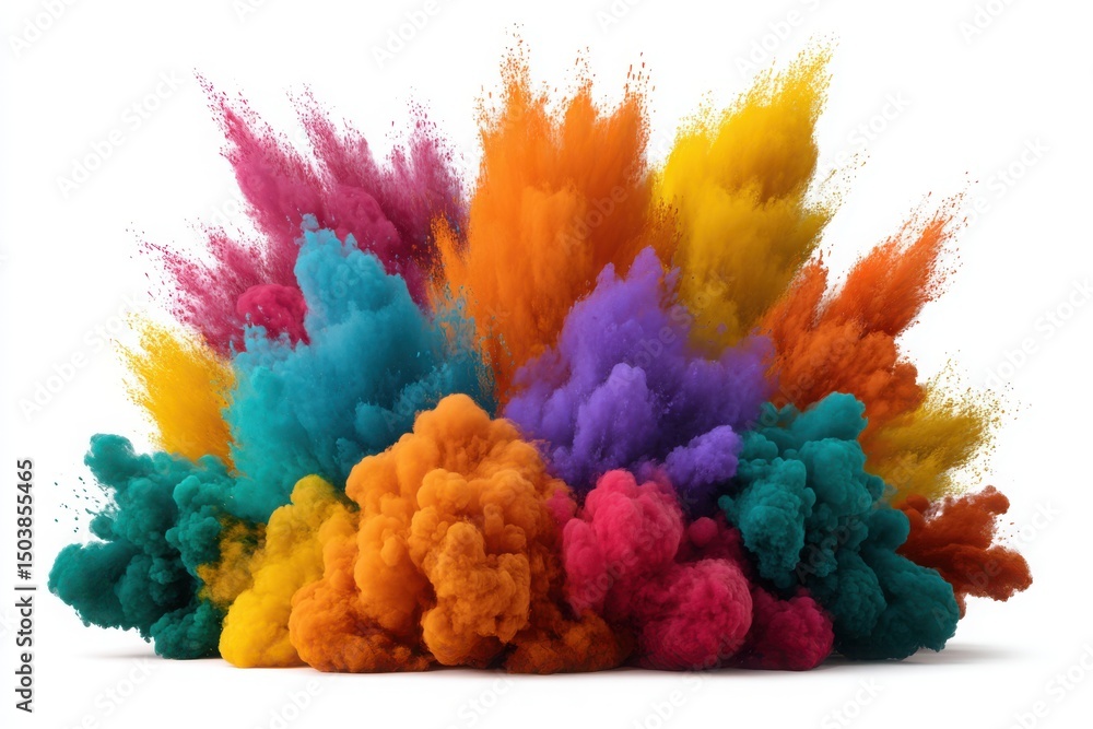 Obraz premium Colorful powder paint explosion on white background